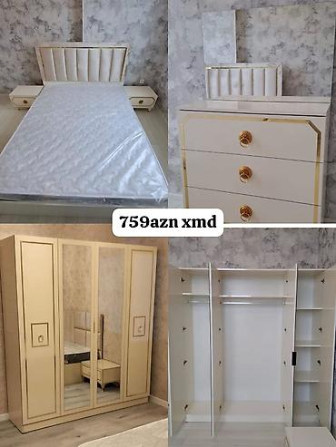 tek carpayi: Yataq otağı dəsti – krem/ağ rəng gamında, qızılı detallarla — 1