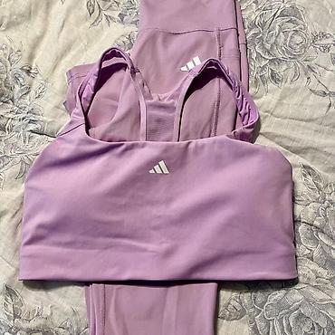 sportske torbe za devojcice: Dva‑delni ženski sportski set – Adidas, lila boja - Komplet se — 1