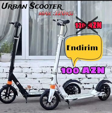 2 el elektrikli scooter: Urban Scooter Modeli 120 kg çəki götürmə Barabanlı Əldə və ayaqda