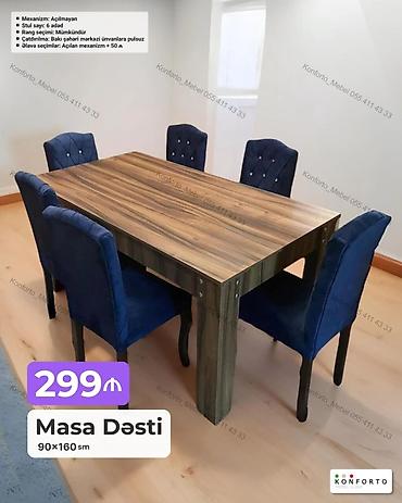 Masa Dəsti – 90×160 sm - Masa mexanizmi: Açılmayan - Stul sayı: 6 lalafo.az -da Masa Dəsti – 90×160 sm - Masa mexanizmi: Açılmayan - Stul sayı: 6
