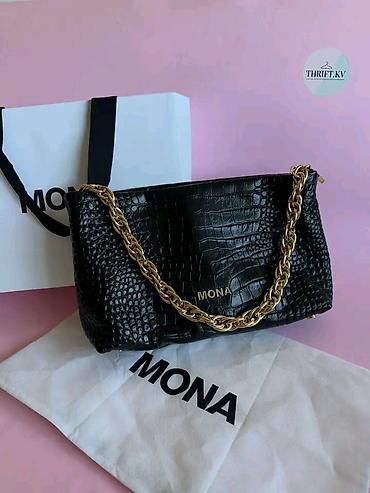 kos: MONA kožna torba – crna, reljef “krokodil” uzorka original - Model — 5