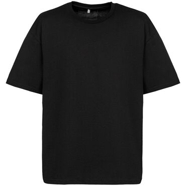 черная мужская футболка без рисунка: Футболка, Оверсайз, Однотонный, Хлопок, Made in KG