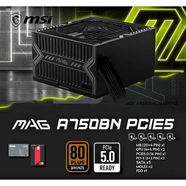 SSD diskləri: Qida bloku MSI, 750 W, Yeni