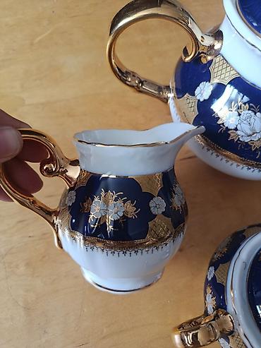 Qab-qacaq və mətbəx ləvazimatları: Çay dəsti, rəng - Göy, Farfor — 4