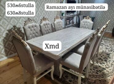 mdf satilir: Qonaq otağı üçün, Yeni, Açılmayan, Dördbucaq masa, 6 stul, Azərbaycan