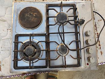 elektrik plite: Qaz-elektrik kombinə edilmiş panel ocağı - 4 gözlü panel: 3 qaz ocağı — 1