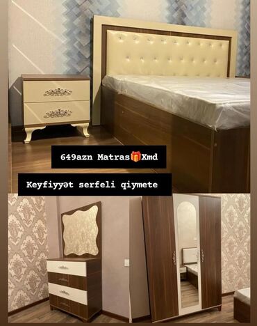 Yataq otağı dəstləri: İkinəfərlik çarpayı, 2 tumba, Yeni lalafo.az -da Yataq otağı dəstləri: İkinəfərlik çarpayı, 2 tumba, Yeni