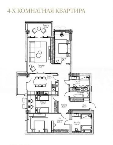 4 комнаты, 155 м², Асанбай мкр Элитка, 4 этаж, ПСО (под самоотделку)