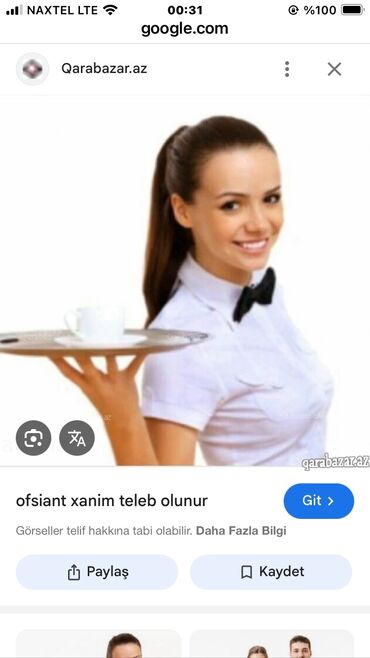 Ofisiantlar: Ofisiant tələb olunur, Restoran, Gündəlik ödəniş, İstənilən yaş, 1-2 illik təcrübə