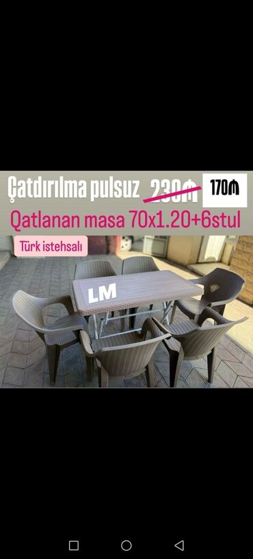 Dolablar: Balkon üçün, Açılan, Dördbucaq masa, 6 stul