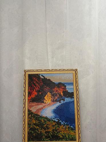 dovşan şəkili: Məhsul: Mozaika/rişotka texnikası ilə yığılmış dəniz mənzərəli tablo — 1