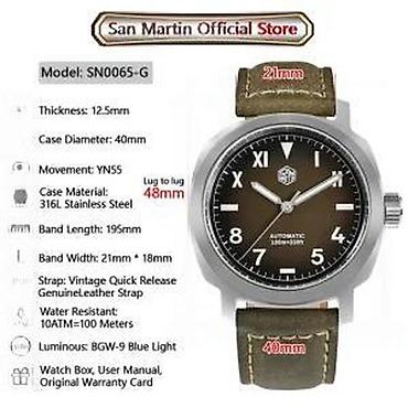 Ručni satovi: San Martin SN0065 - 40mm - Braon Potpuno nov muški sat San Martin — 19