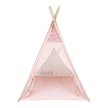 mojoj cerki: KikkaBoo Drveni šator Pink House – tipii za igru sa podlogom - — 3