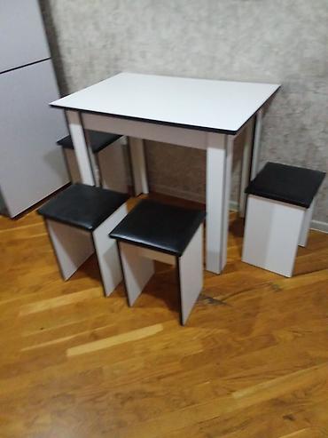 Mətbəx üçün, Yeni, Açılmayan, Dördbucaq masa, 4 stul
