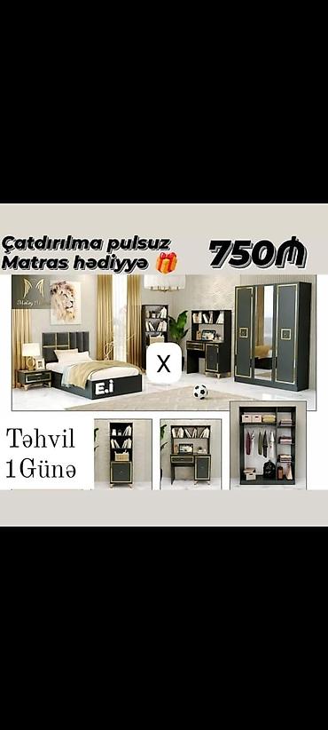 onluk: Yataq otağı dəstı – 750₼ Komplektin tərkibi: - Çarpayı (matras — 1