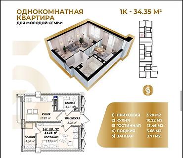 Продажа квартир: 2 комнаты, 35 м², Элитка, 13 этаж, Готовая ПСО (под самоотделку) — 8