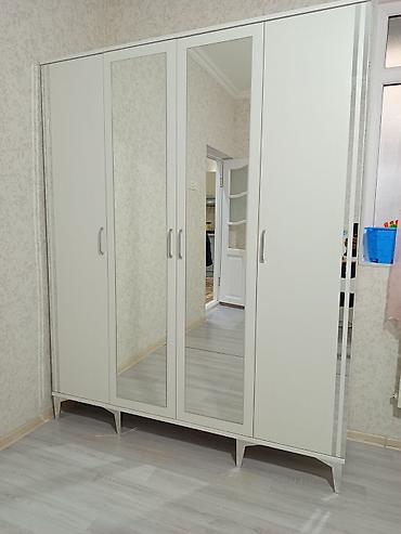 Yeni, 4 qapılı, Güzgülü, Ağ, Açılan, Düz dolab