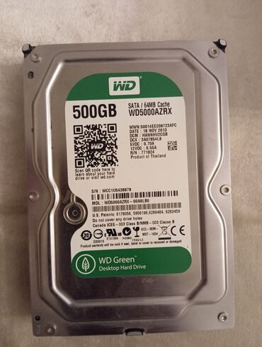 Operativ yaddaş (RAM): Daxili Sərt disk (HDD) Western Digital (WD), 512 GB, 5400 RPM, 3.5", İşlənmiş