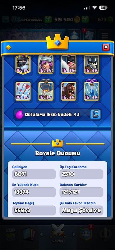 solid 504: Clash Royale oyun hesabı - Kral səviyyəsi: 77 - Qızıl: 515 504 - — 6