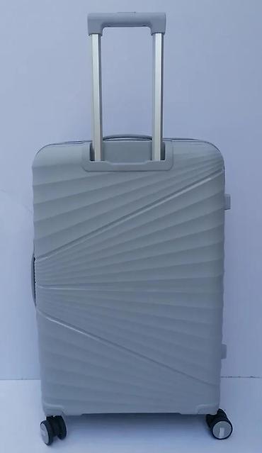 Putni koferi i torbe: Veliki kofer na točkiće – tvrda školjka, sivi - Materijal: tvrda — 8