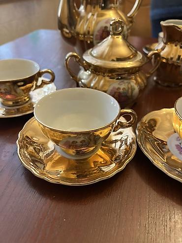 sud separatoru: Çay dəsti, rəng - Qızılı, Farfor, 6 nəfərlik — 3