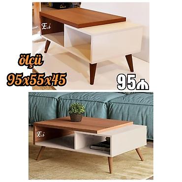 Salon masaları: Skandinaviya üslubunda salon kofe masası - Ölçü: 95 x 55 x 45 sm — 1