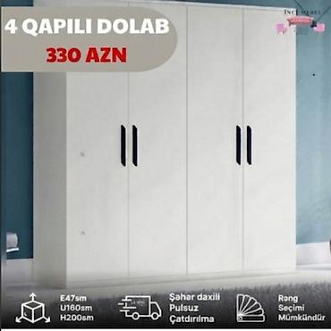 Dolablar: Yeni, 4 qapılı, Kredit, Ağ, Açılan, Düz dolab — 1
