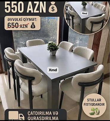 Yemək otağı dəsti – masa + 6 ədəd stul - Minimalist dizaynlı