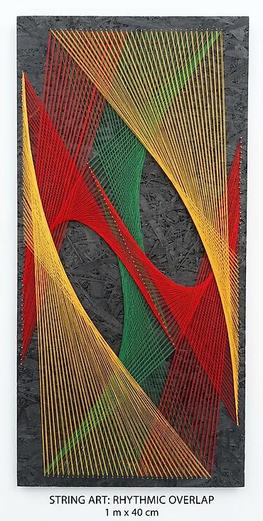 надувной шар: Панно в технике string art “Rhythmic Overlap” - Размер: 1 м × 40 см — 2