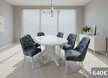 Stilske garniture: Trpezarijski setovi – više modela - Set 1 (prikaz 1 i 4) – 640€: - — 1