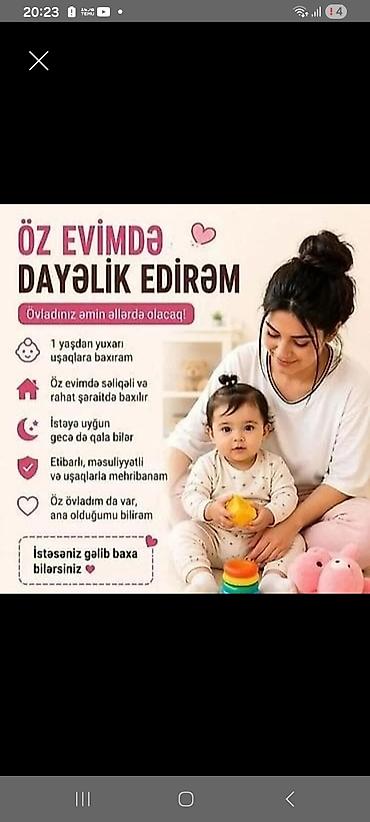 daye xirdalan: Öz evimdə dayə xidməti - 1 yaşdan yuxarı uşaqlara nəzarət və qayğı - — 1
