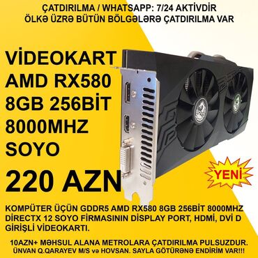 sazz data kart: Videokart Radeon RX 580, 8 GB, Yeni