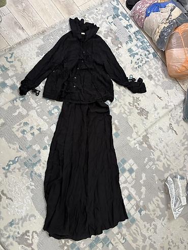 Повседневные платья: Женские длинные платья и накидка-абайя (набор) 1) Черная — 9