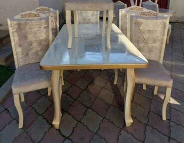 Для гостиной, Новый, Раскладной, Прямоугольный стол, 6 стульев, Азербайджан