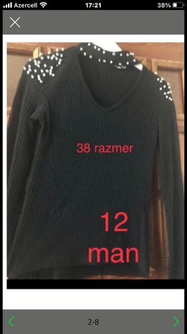 Dəstlər, kostyumlar: Qadın/yeniyetmə üçün 4 ədəd üst geyimi dəsti 1) Qara trikotaj bluz — 8