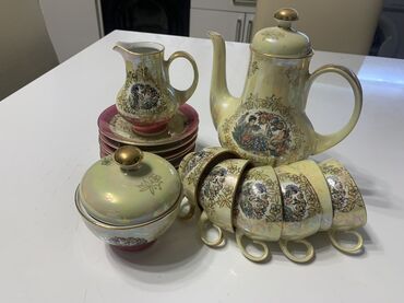 şevralit servis: Çay dəsti, rəng - Sarı, Farfor, 6 nəfərlik