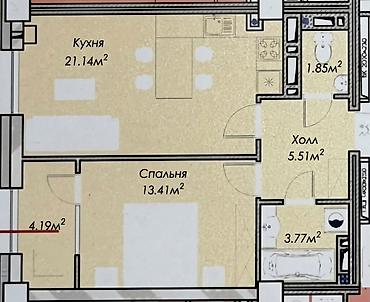 июнь: 1 комната, 49 м², ТЭЦ Элитка, 12 этаж, ПСО (под самоотделку) — 1