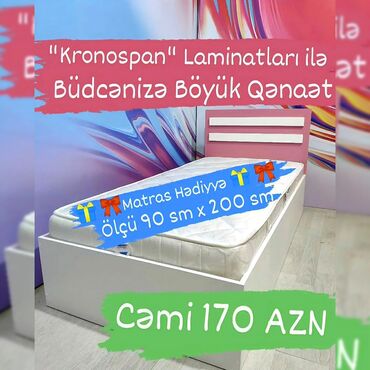 2 neferlik carpayilar: Новый, Односпальная кровать, Без подьемного механизма, С матрасом, Без выдвижных ящиков, Азербайджан