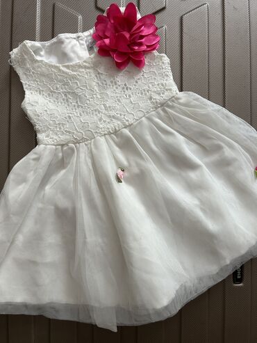 бархат платья: Детское платье, цвет - Белый, Новый
