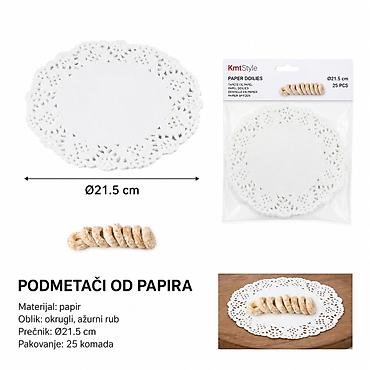 KMT Beli ukrasni papirni podmetači – Kmt Style Elegantni okrugli