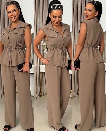 versace helanke: Dvodelniženski komplet – košulja bez rukava + široke pantalone 2550 — 1