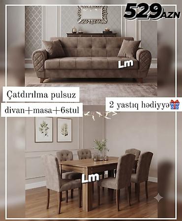 yeni stol stul modelleri: Divan + Masa dəsti Sifarişlə hazırlanır. Dəst şəkildə : 529₼ — 1