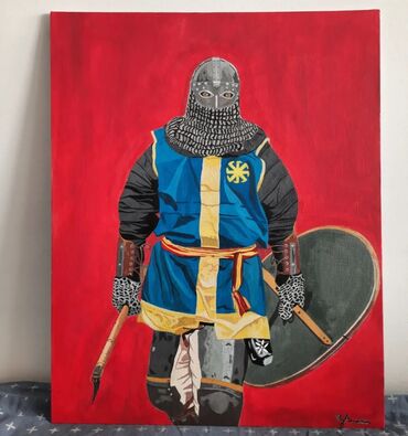 Other art & collectibles products: Slovenski vitez Radjeno na platnu 40×50cm Kombinacija akrila i