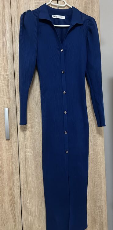 svecane haljine kratke: Zara S (EU 36), color - Blue, Oversize, Long sleeves