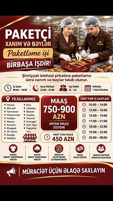 gunluk is paketleme: Qablaşdırıcı tələb olunur, İstənilən yaş, Təcrübəsiz, Aylıq ödəniş — 1