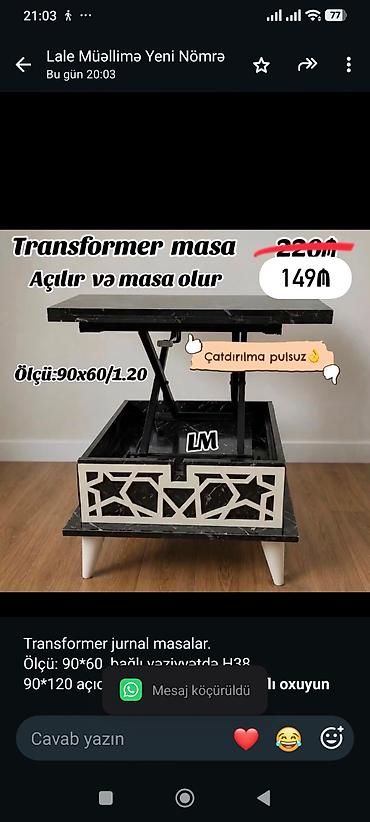 Transformer jurnal masalar. Ölçü: 90*60 bağlı vəziyyətdə H38 90*120 lalafo.az -da Transformer jurnal masalar. Ölçü: 90*60 bağlı vəziyyətdə H38 90*120