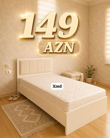 Tək nəfərlik çarpayı – müasir, kompakt dizayn - Rəng: ağ/krem tonları