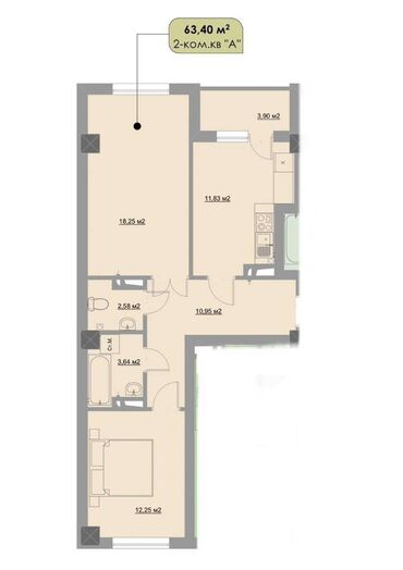 Продажа квартир: 2 комнаты, 63 м², Элитка, 9 этаж, ПСО (под самоотделку)