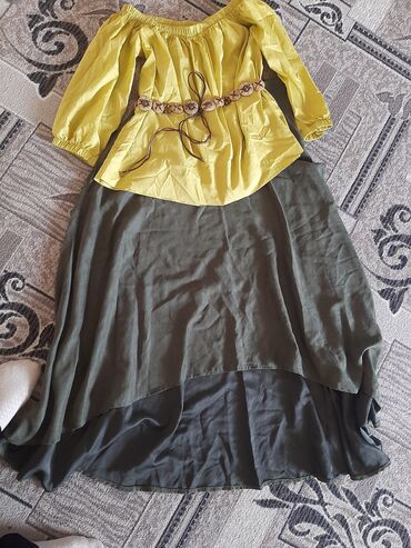 двойку платье и пиджак: Вечернее платье, Длинная модель, С рукавами, 3XL (EU 46)