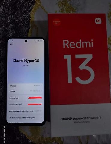 redmi note 19: Redmi 13, 256 GB, rəng - Mavi, Barmaq izi, Simsiz şarj, İki sim kartlı — 4